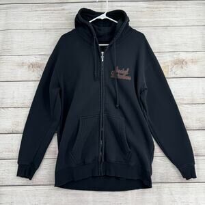 Vintage Social Distortion Skeleton Martini Logo Full Zip Hoodie Mens L Black